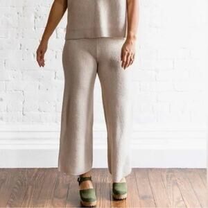 Miou Muse Cropped Beige Stretch Pull-On Knit Pants - Large, NWOT